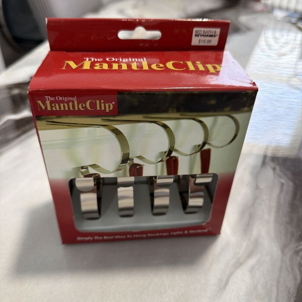 The Original MantleClip Stocking Holders - Silver (Set of 4) Adjustable Hooks